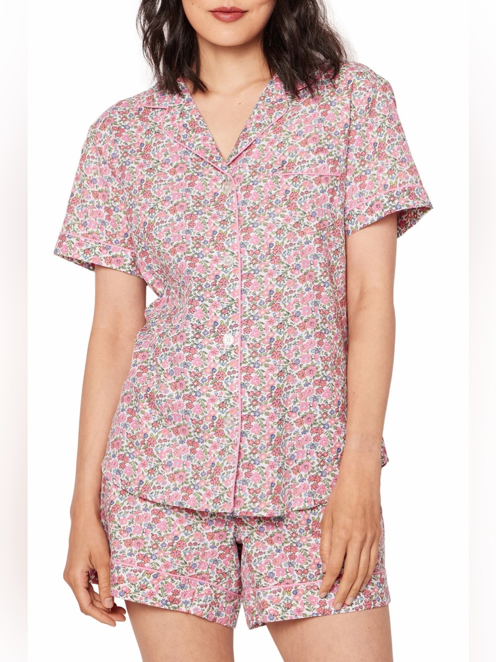 Petite Plume Womens 2 Pc Pajama Short Sleeve Short
Set in Fleurs de Rose Pajamas
